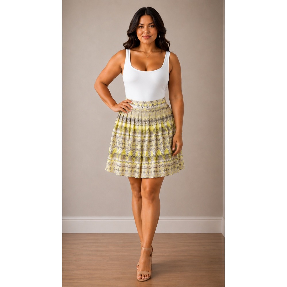 American Eagle Neon Tribal Pleated Mini Skirt Y2K Festival Boho Size 6
